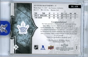 2017-18 Upper Deck Splendor Auston Matthews Auto Patch /36 back